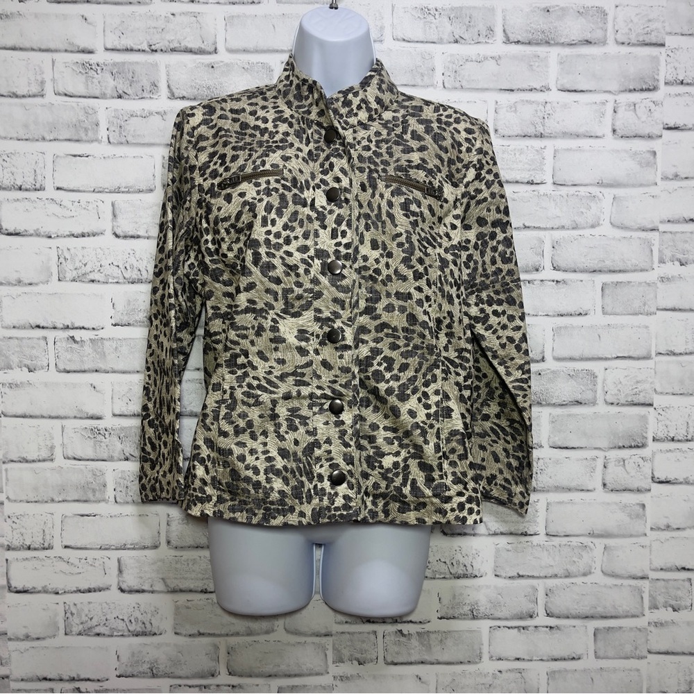 Bamboo Traders Animal Print Snap Front Jacket Small